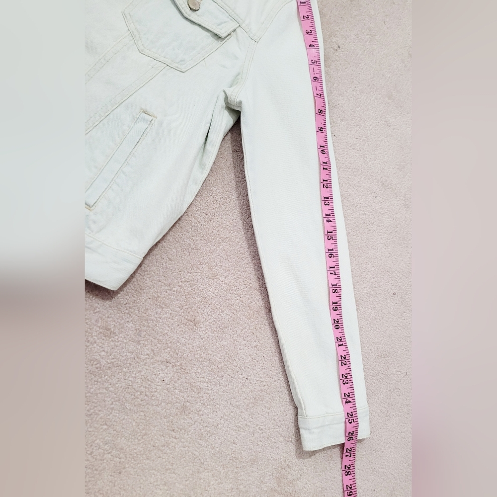 Forever 21+ Acid Wash Denim Jacket Women Plus Size 0X White 100% Cotton Trucker - Picture 9 of 12